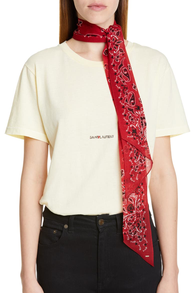 Skull et Coeur Laval Skinny Wool Scarf, Alternate, color, ROUGE/ IVORY