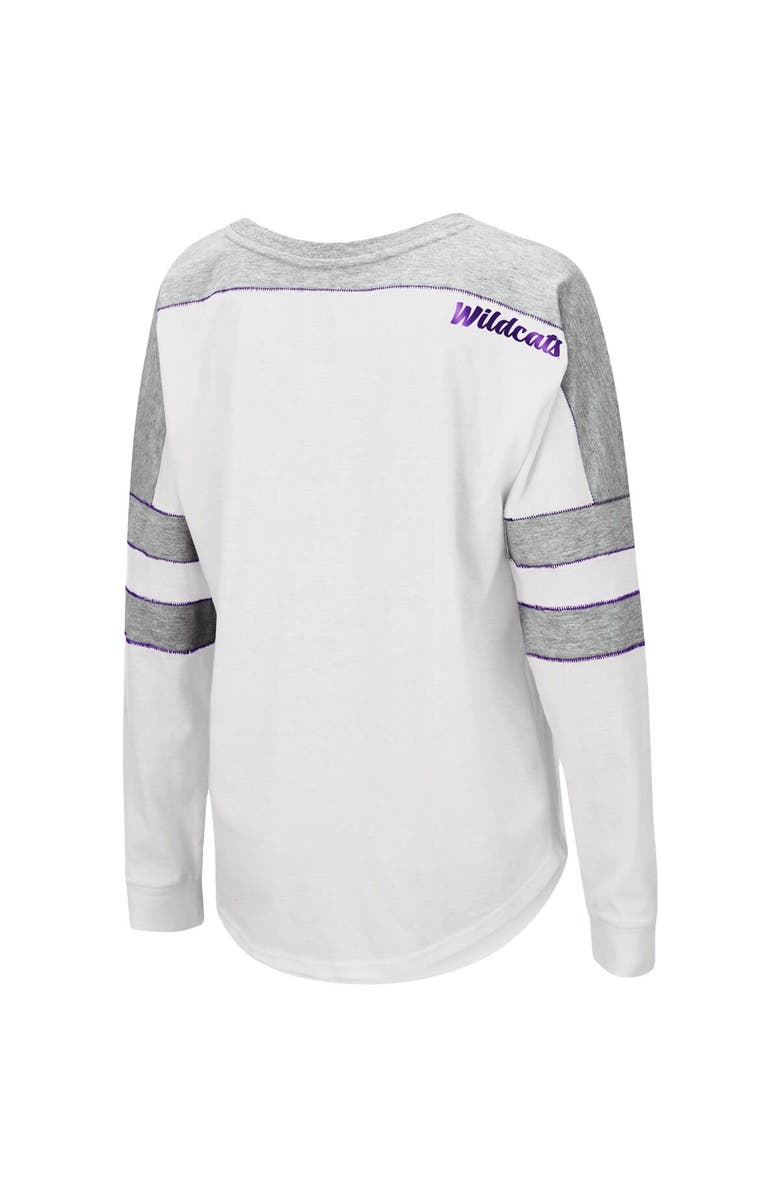 COLOSSEUM Women's Colosseum White Kansas State Wildcats Trey Dolman Long Sleeve T-Shirt, Alternate, color,
