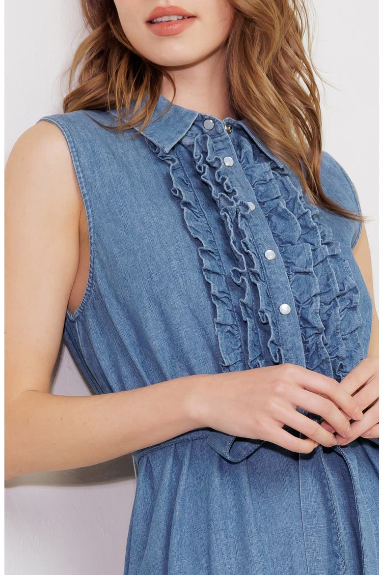 Ruffle Tiered Denim Shirtdress, Alternate, color, DENIM BLUE