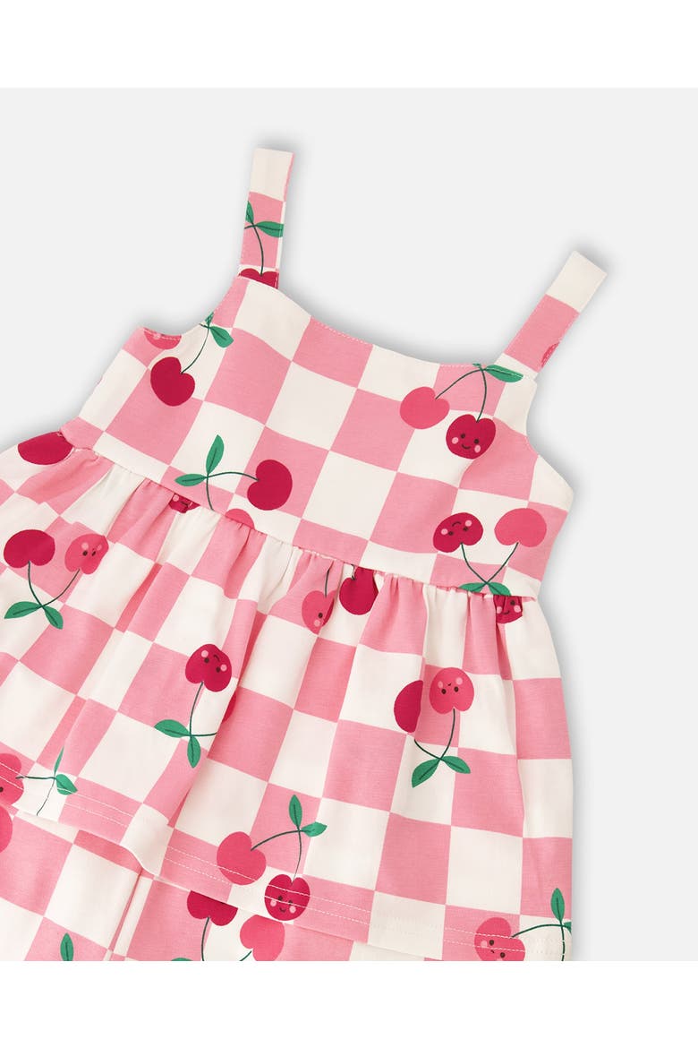 Organic Cotton Jersey Cherries Sleeveless Romper, Alternate, color, Pink Printed Cherries