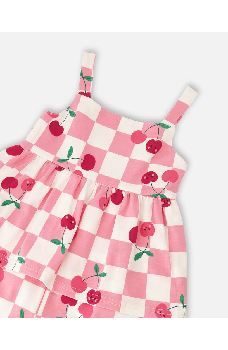 Deux par Deux Organic Cotton Jersey Cherries Sleeveless Romper, Alternate, color, Pink Printed Cherries