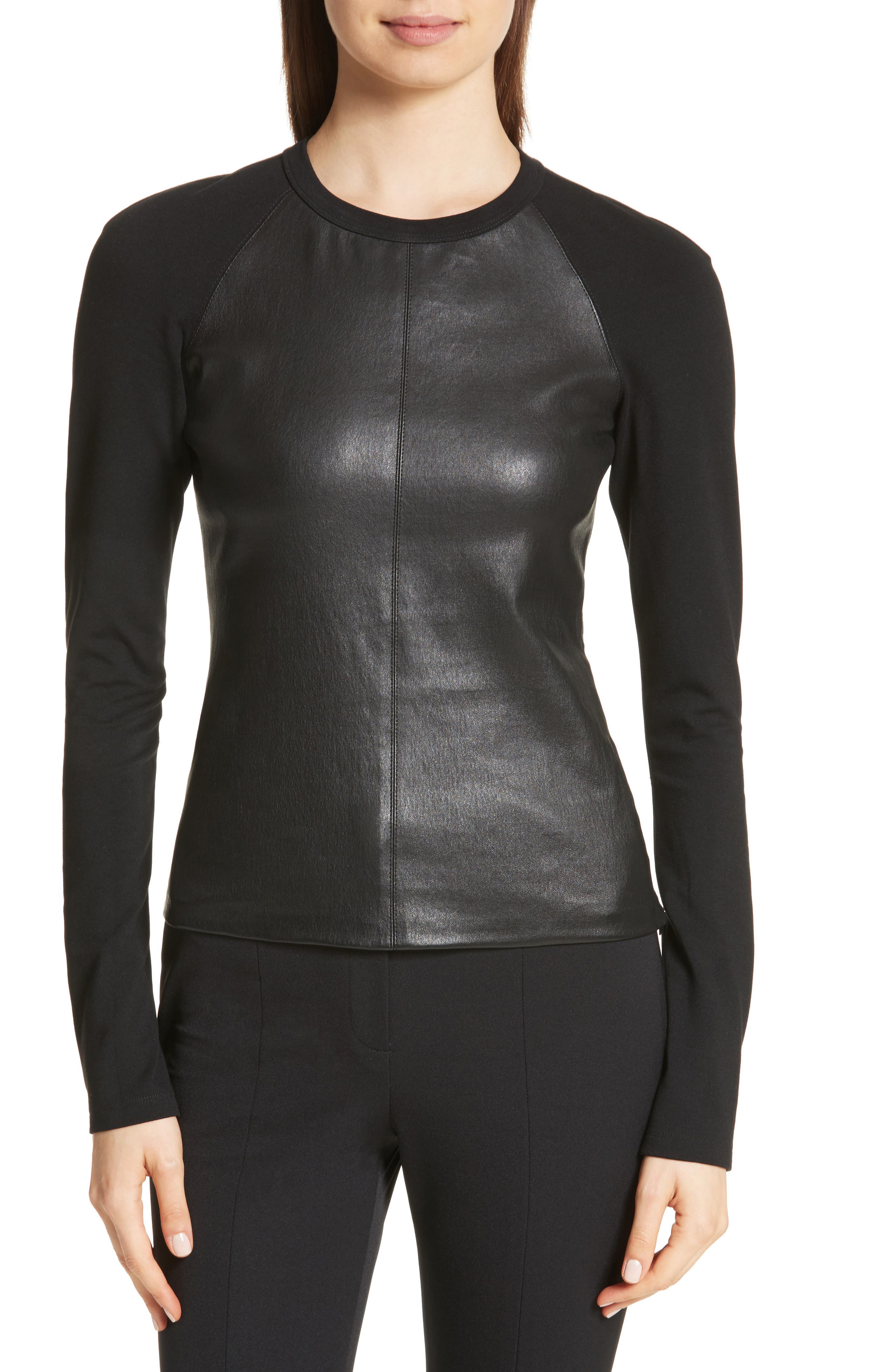 Theory Leather Front Top (Women) | Nordstrom