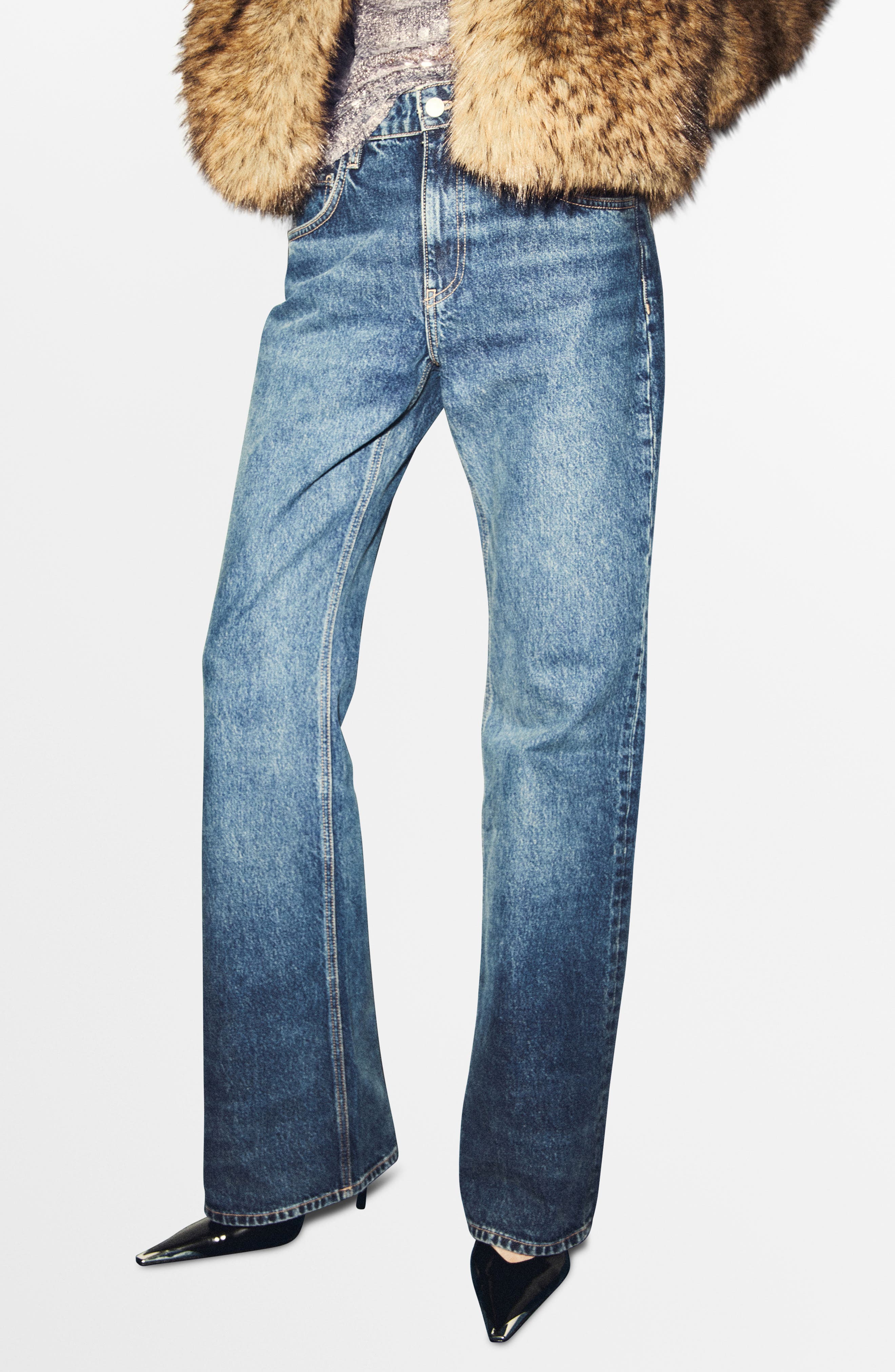 MANGO Low Rise Flare Jeans