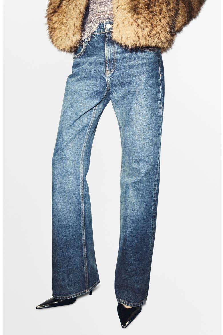 Low Rise Flare Jeans, Main, color, DARK BLUE