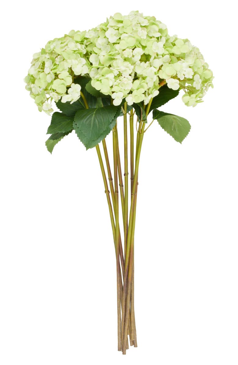 SONOMA SAGE HOME Set of Eight Green Hydrangea Artificial Flowers, Alternate, color, Green