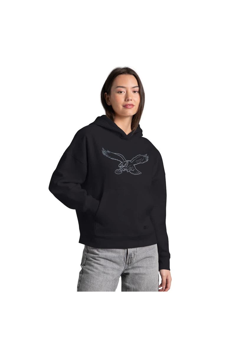 STARTER Women
s Starter  Black Philadelphia Eagles Rhinestone Relaxed Hoodie, Main, color, Black