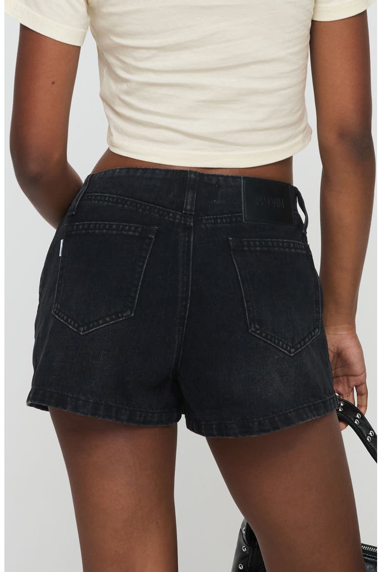 Amethysta Lace-Up Denim Skort, Alternate, color, BLACK