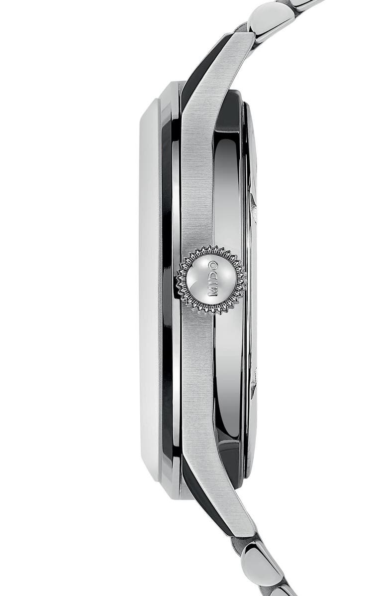 MIDO Multifort Powerwind Bracelet Watch, 40mm, Alternate, color, Black/ Stainless Steel