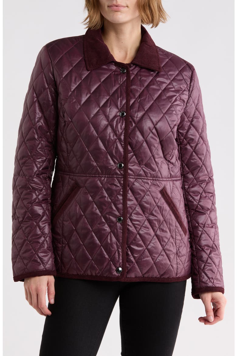 Quilted Snap Front Barn Jacket, Main, color, FRENCH BURGUNDY