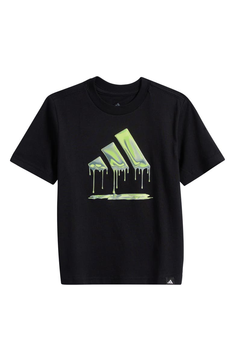 adidas Kids' Chrome Drip Logo Graphic T-Shirt, Main, color, Black/ Green