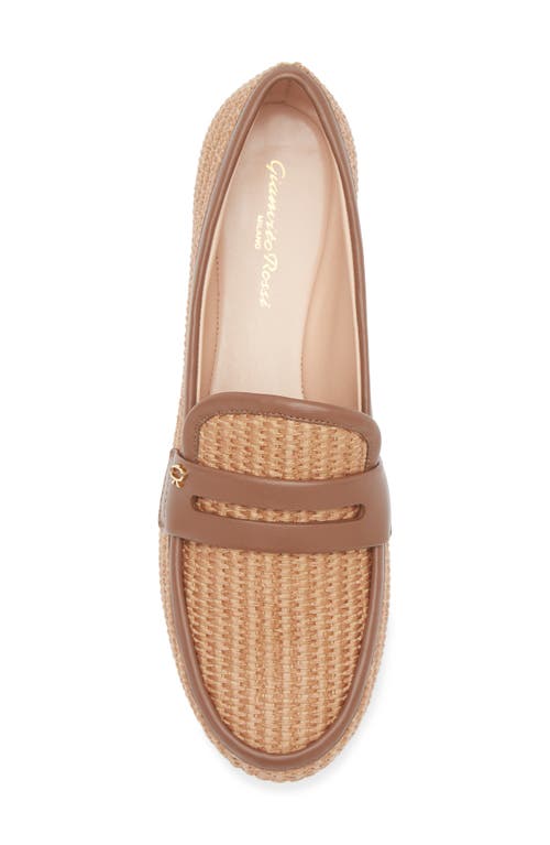 Gianvito Rossi Leather-trimmed Raffia Loafers In Cuoio Cuoio