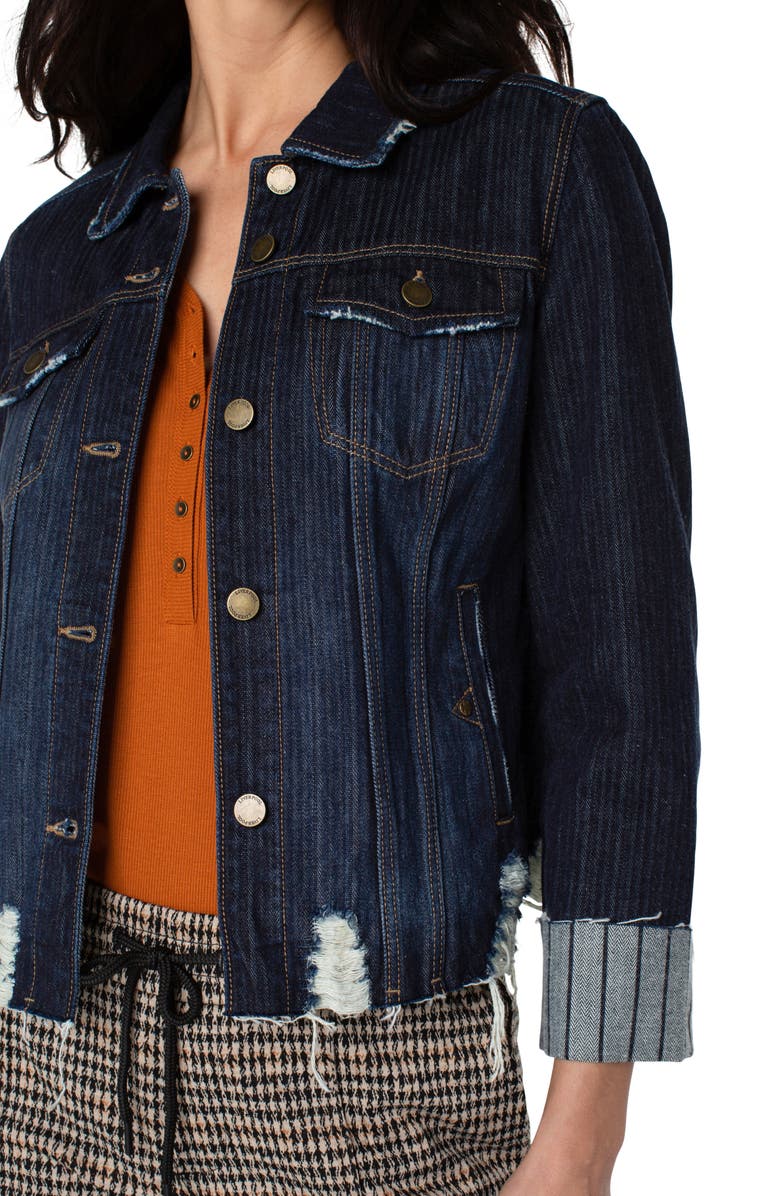 Liverpool Los Angeles x Living in Yellow Jennifer Raw Edge Cotton Denim Jacket, Alternate, color,