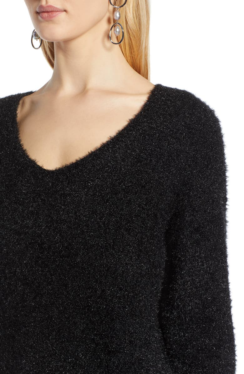 Halogen<sup>®</sup> Fuzzy V-Neck Sweater, Alternate, color,