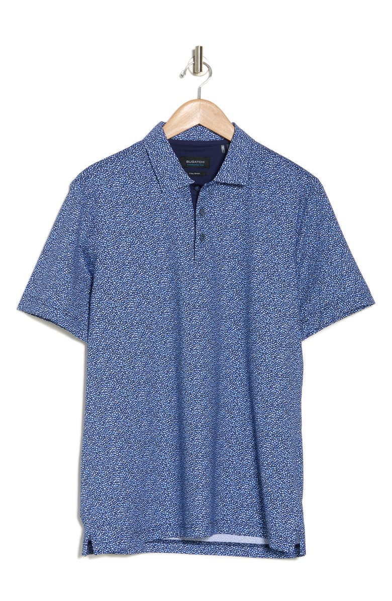 Bugatchi Dot Stretch Cotton Polo, Alternate, color, Classic Blue