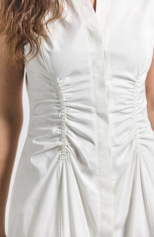 Derek Lam 10 Crosby Nera Ruched Waist Stretch Cotton Sheath Dress In Soft White