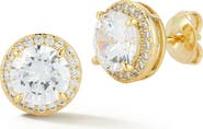 GLAZE JEWELRY Round Cubic Zirconia Halo Stud Earrings