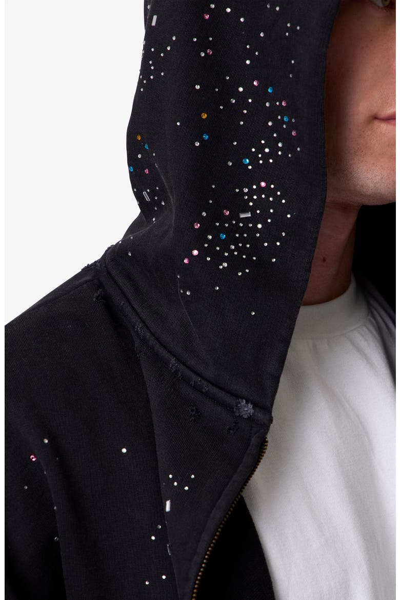 Crystal Embellished Zip Hoodie, Alternate, color, WASHED BLACK