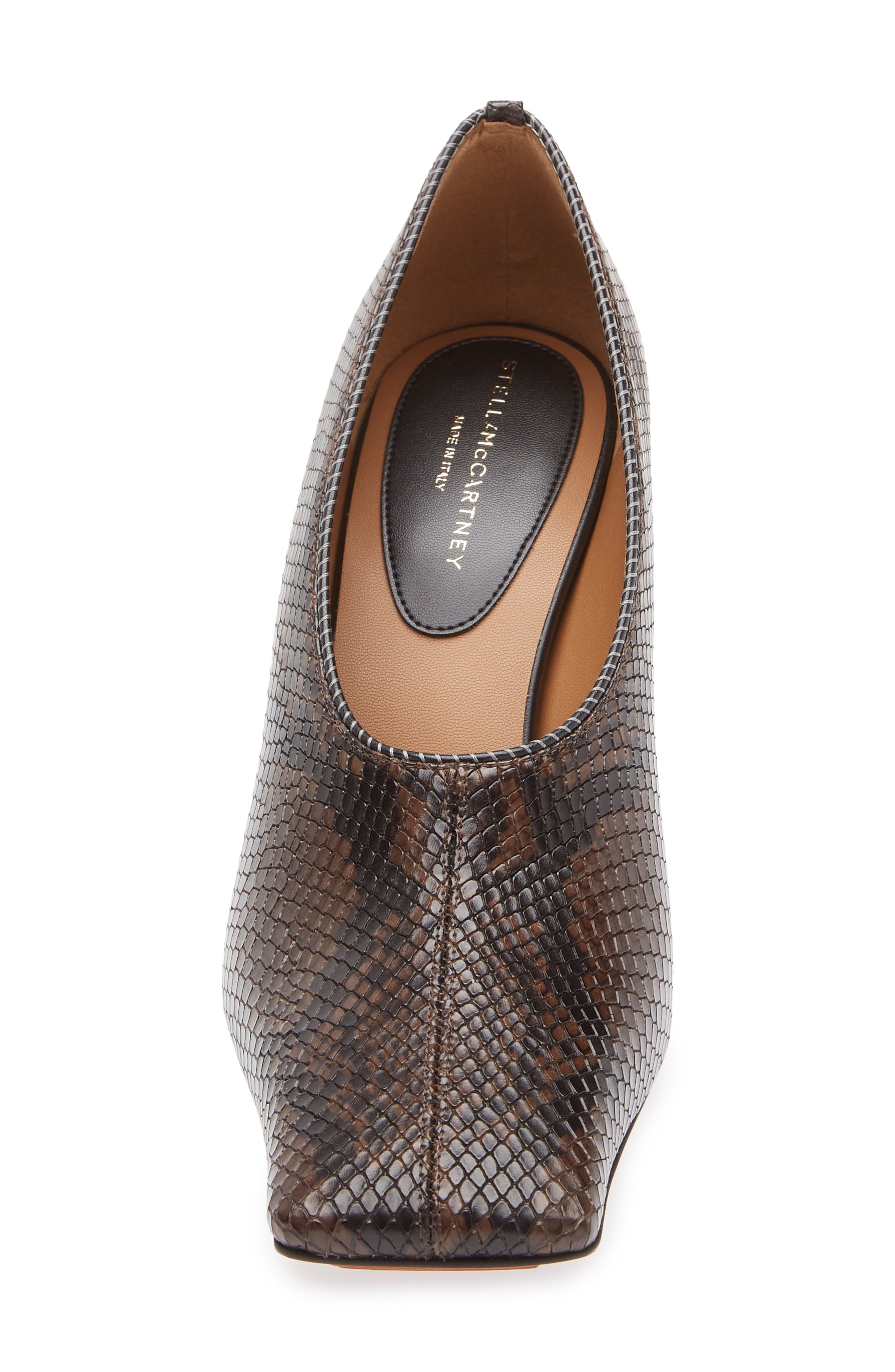 Stella McCartney Snakeskin Embossed Faux Leather Pump, Alternate, color, Coffee