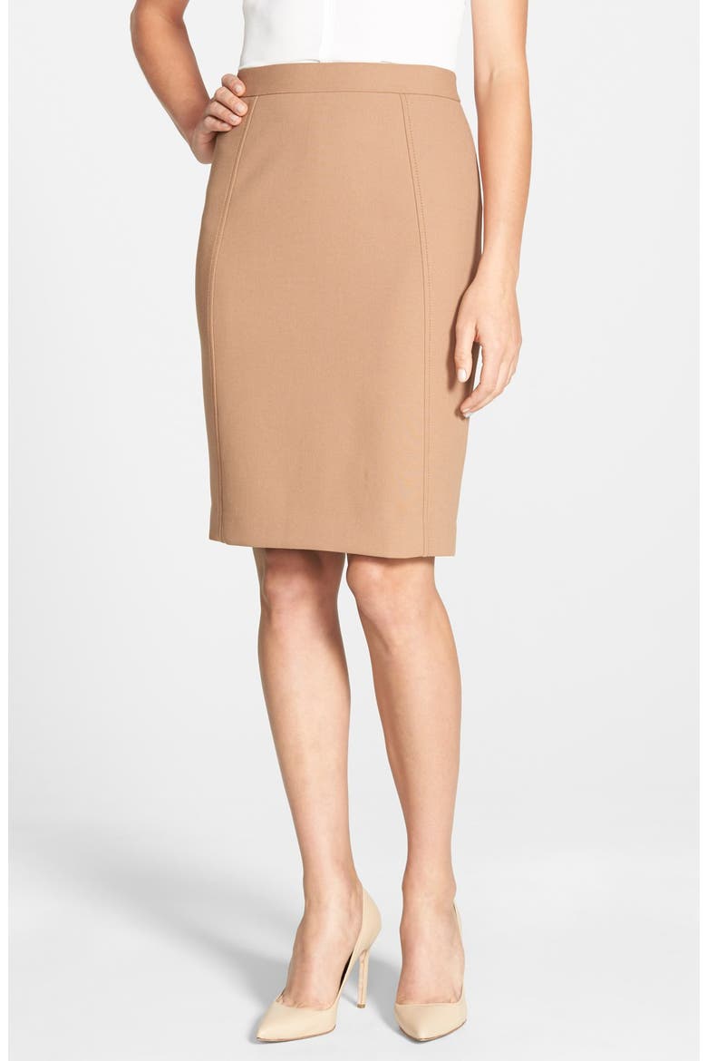 SEAMED PENCIL SKIRT, Main, color, DARK CAMEL