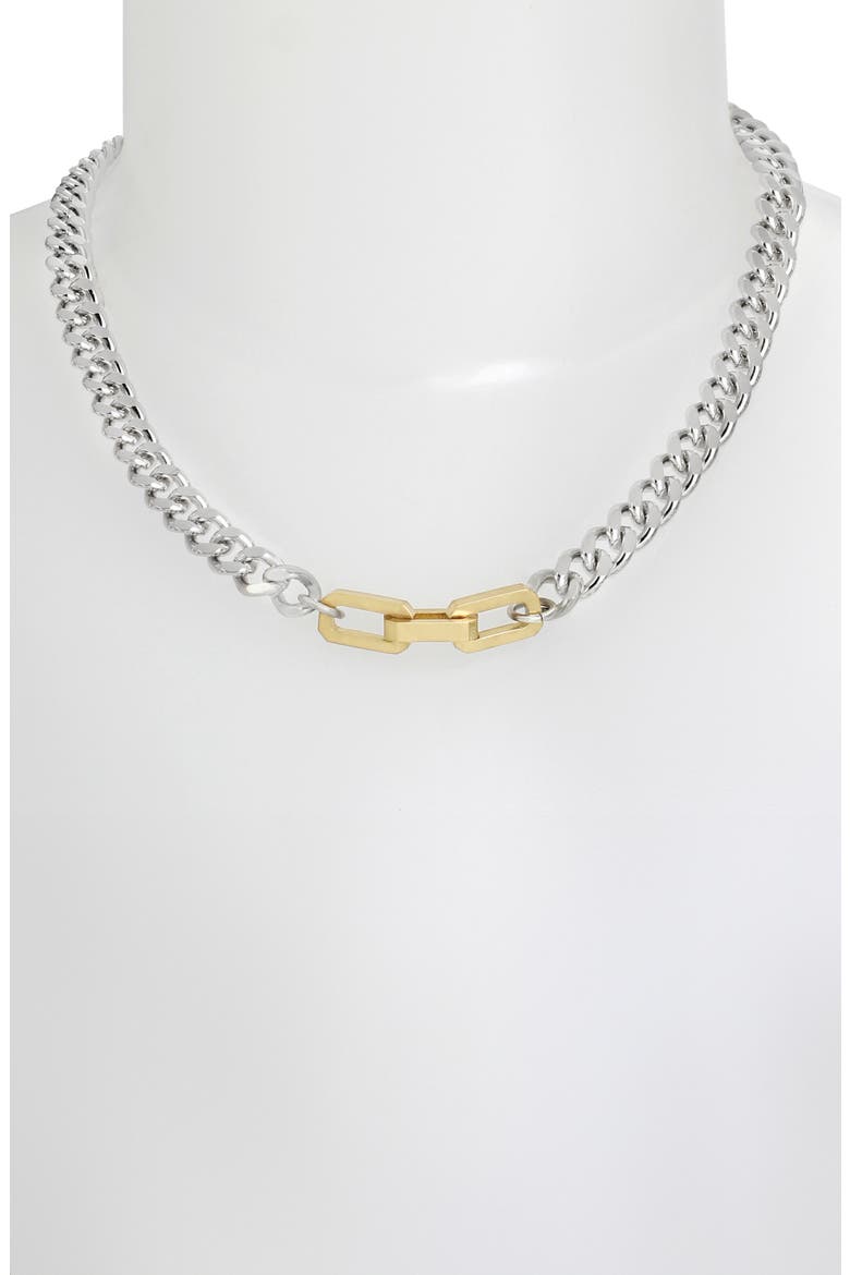 Hex Charm Collar Necklace, Alternate, color, RHODIUM/ GOLD
