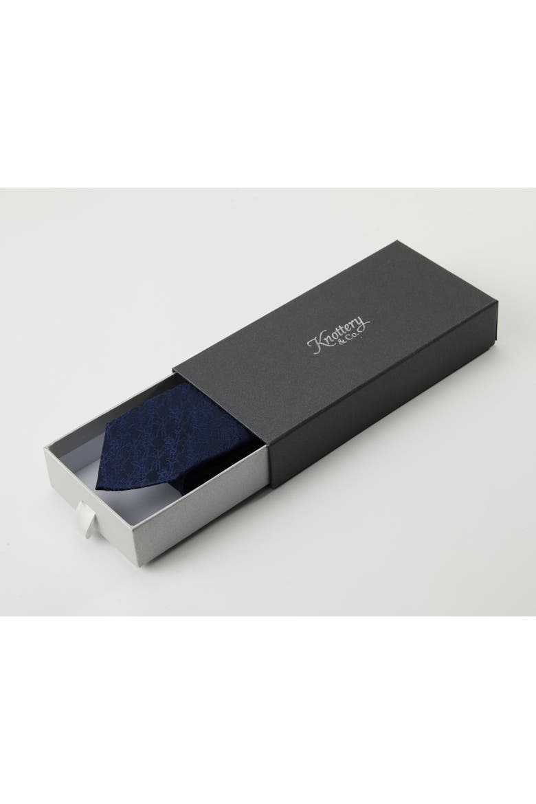 Bark Weave Silk Jacquard Tie, Alternate, color, Navy