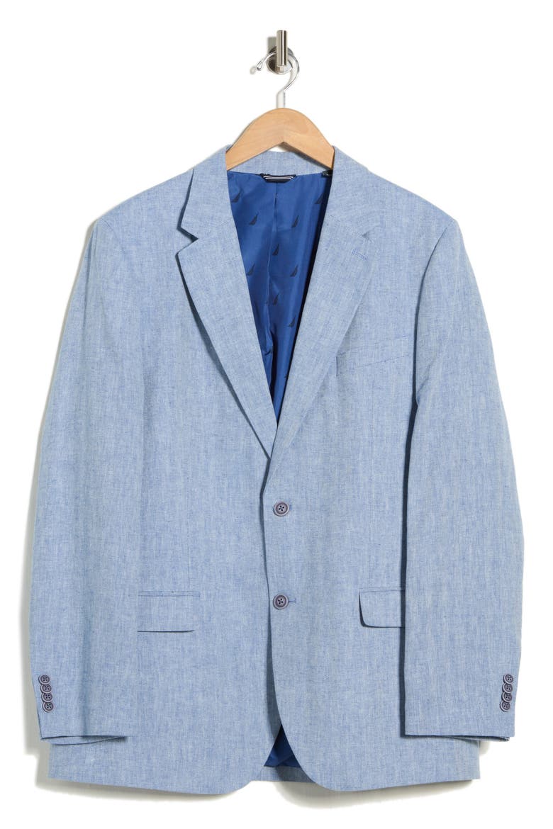 Brielle Herringbone Cotton & Linen Blend Sport Coat, Main, color, BLUE