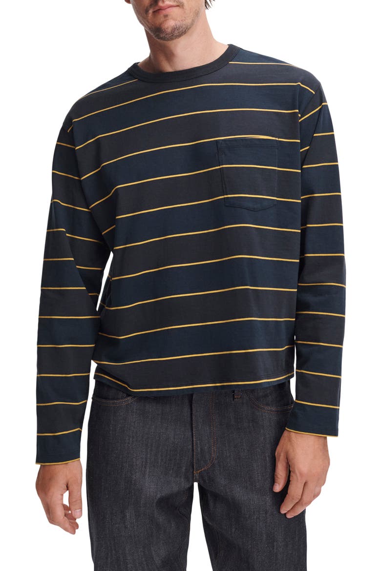 Boxy Striped Long Sleeve T-Shirt, Alternate, color, SALTWATER