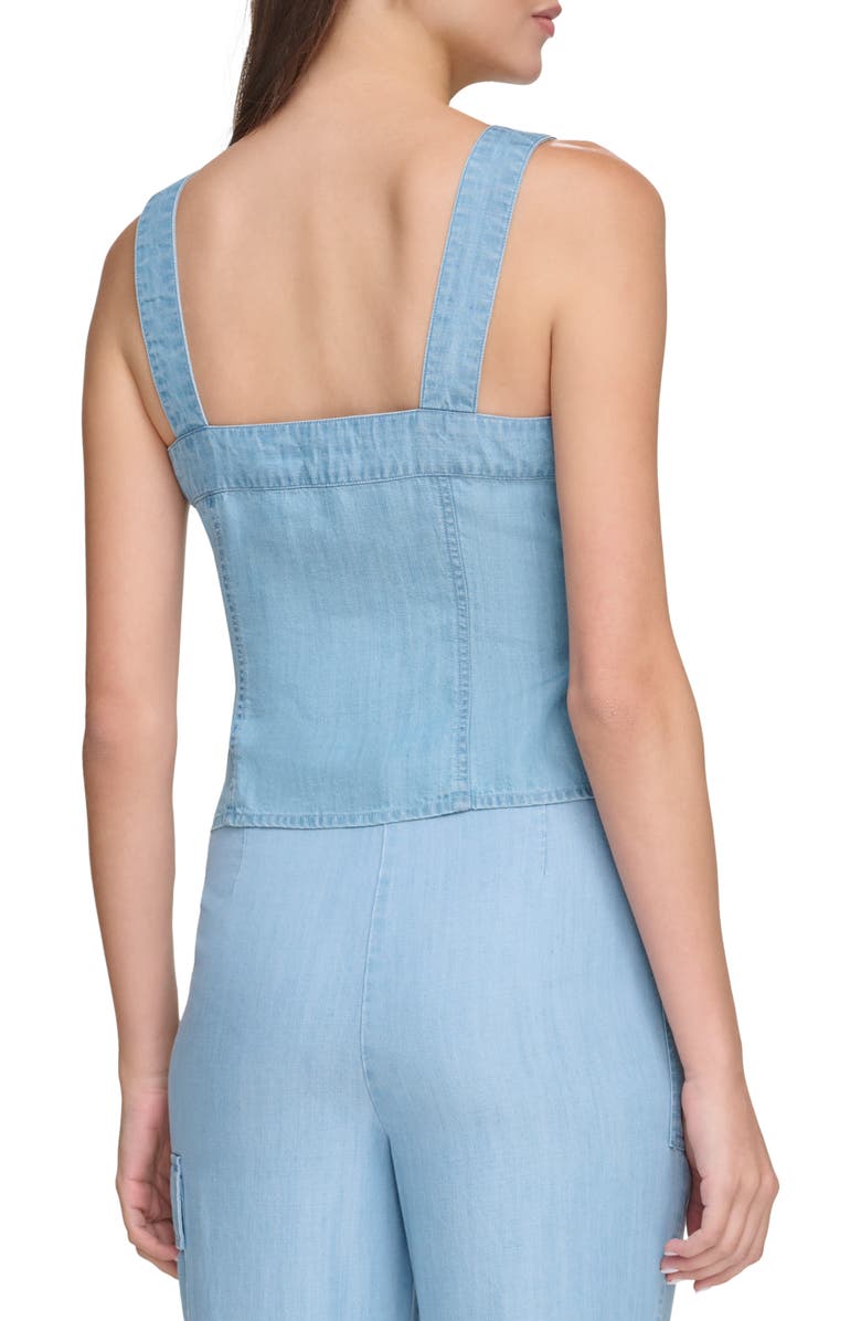 DKNY Chambray V-Neck Top, Alternate, color, 