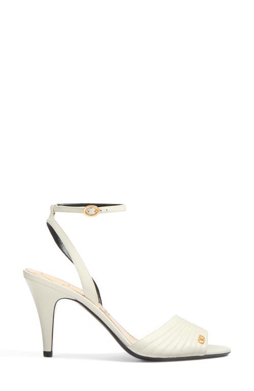 Valentino Ivory Goat Leather Stiletto Sandal With Striped Strap In Ivory