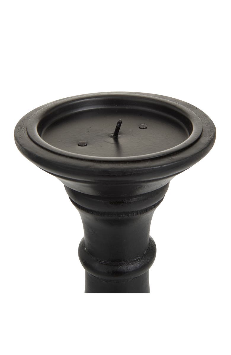 VIVIAN LUNE HOME Black Mango Wood Turned Style Pillar Candle Holder - Set of 3, Alternate, color, Black