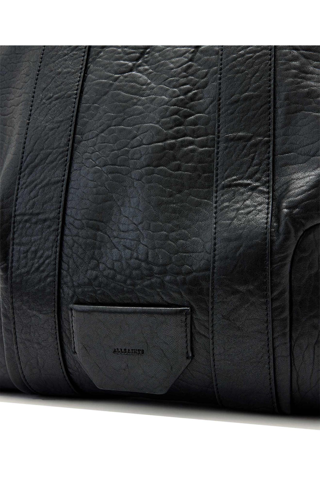 AllSaints Ares Grain Leather Open Tote Bag, Alternate, color, Black