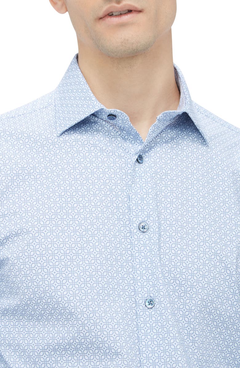 Bugatchi Jimmy OoohCotton<sup>®</sup> Geo Print Button-Up Shirt, Alternate, color, 