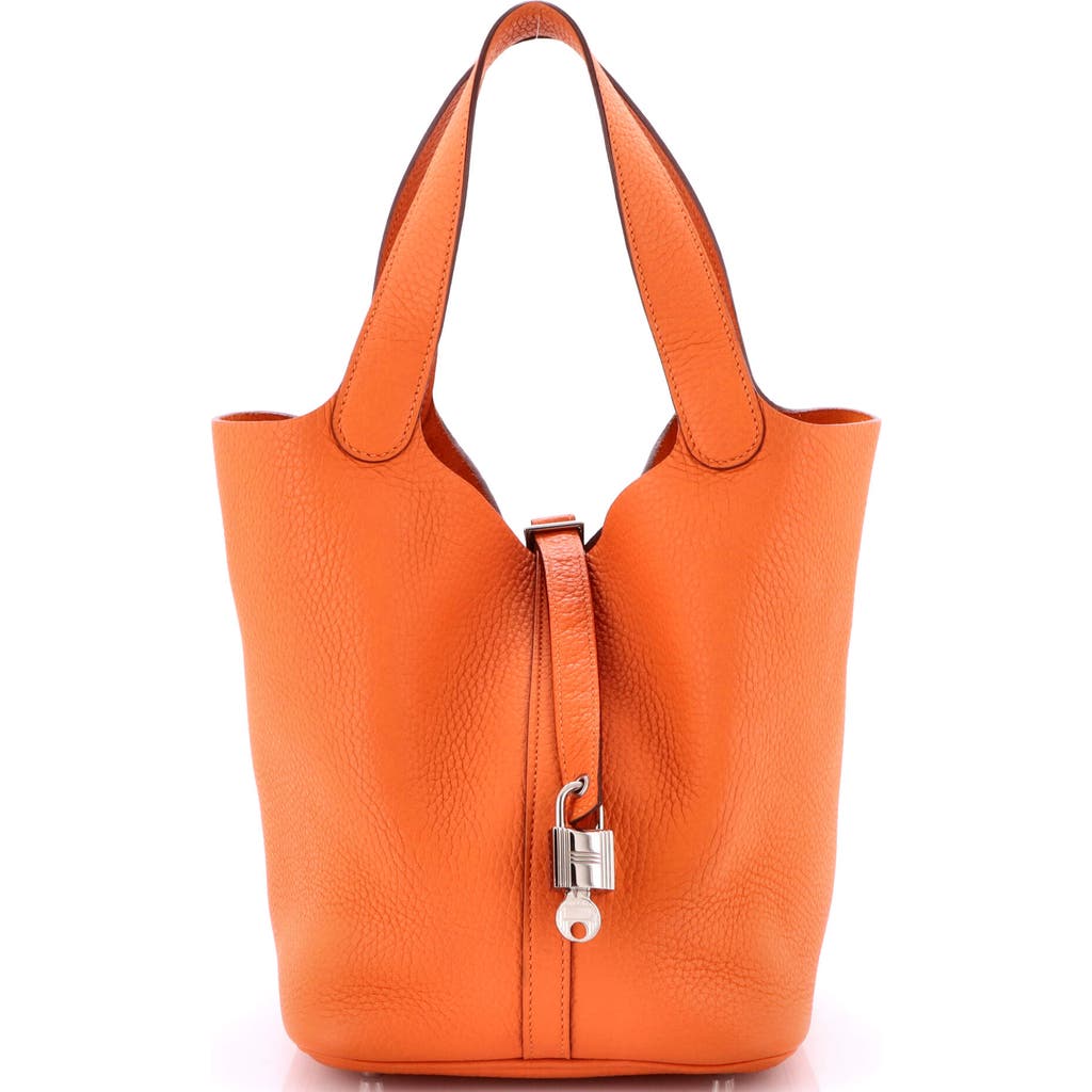 Pre-owned Hermes Hermes Picotin Lock Bag Clemence Mm In Orange