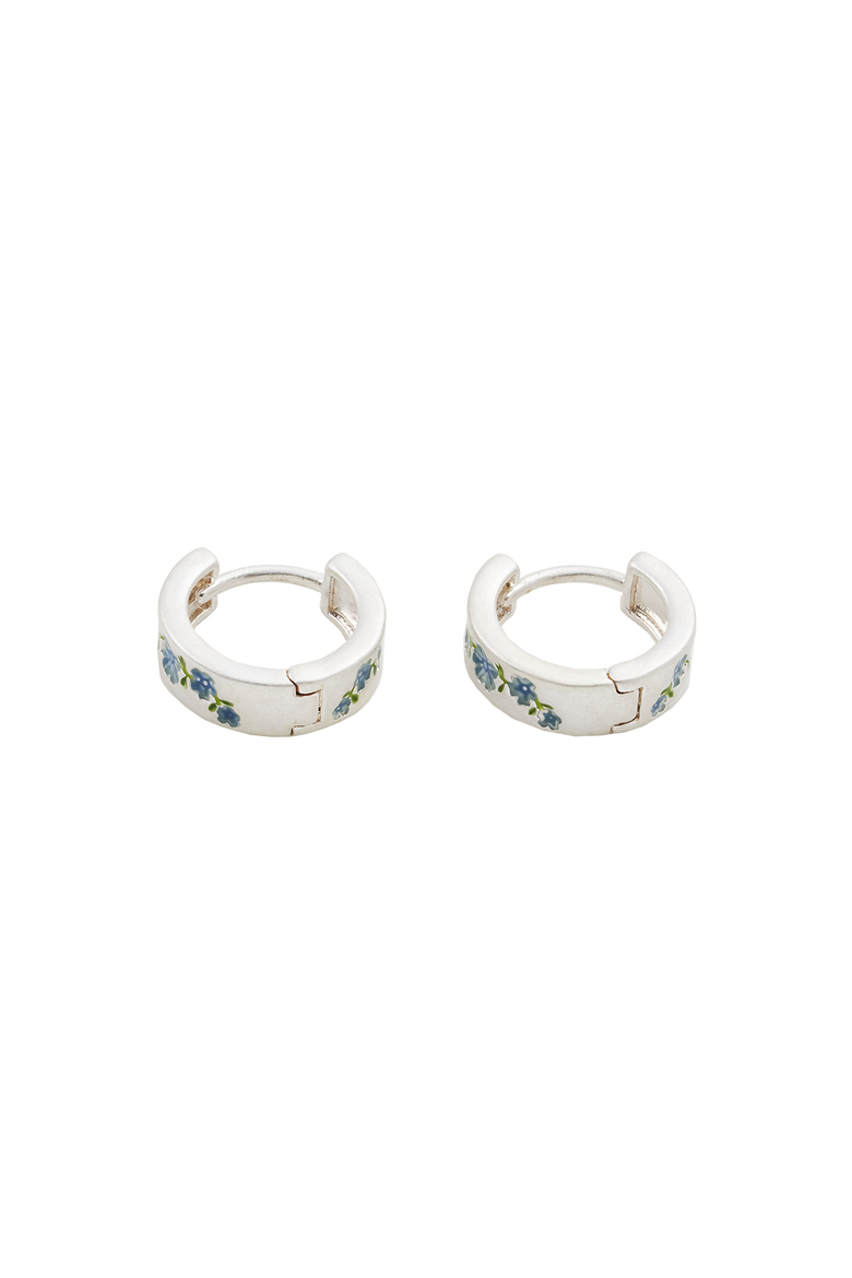 Forget-Me-Not Mini Hoop Earrings Silver, Alternate, color, Blue & Silver