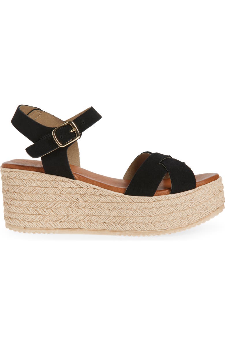 Cordani Bazil Espadrille Ankle Strap Platform Wedge Sandal, Alternate, color, Black Suede