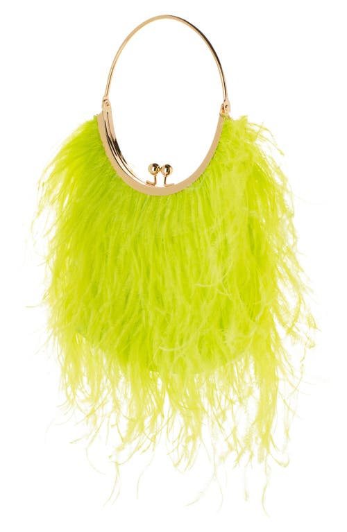 Olga Berg Penny Feathered Frame Bag In Green