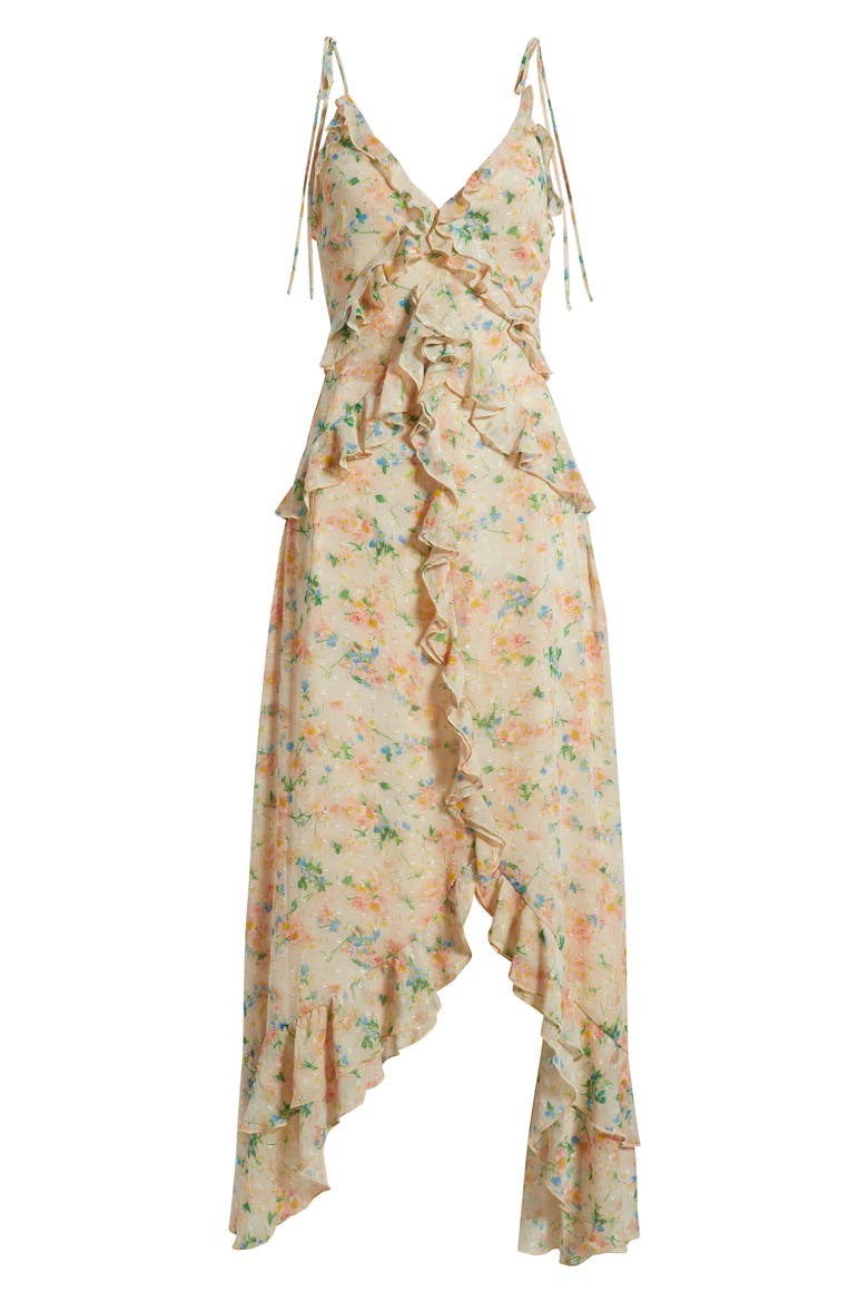Jamie Ruffle High-Low Maxi Dress, Alternate, color, BEIGE FLORAL