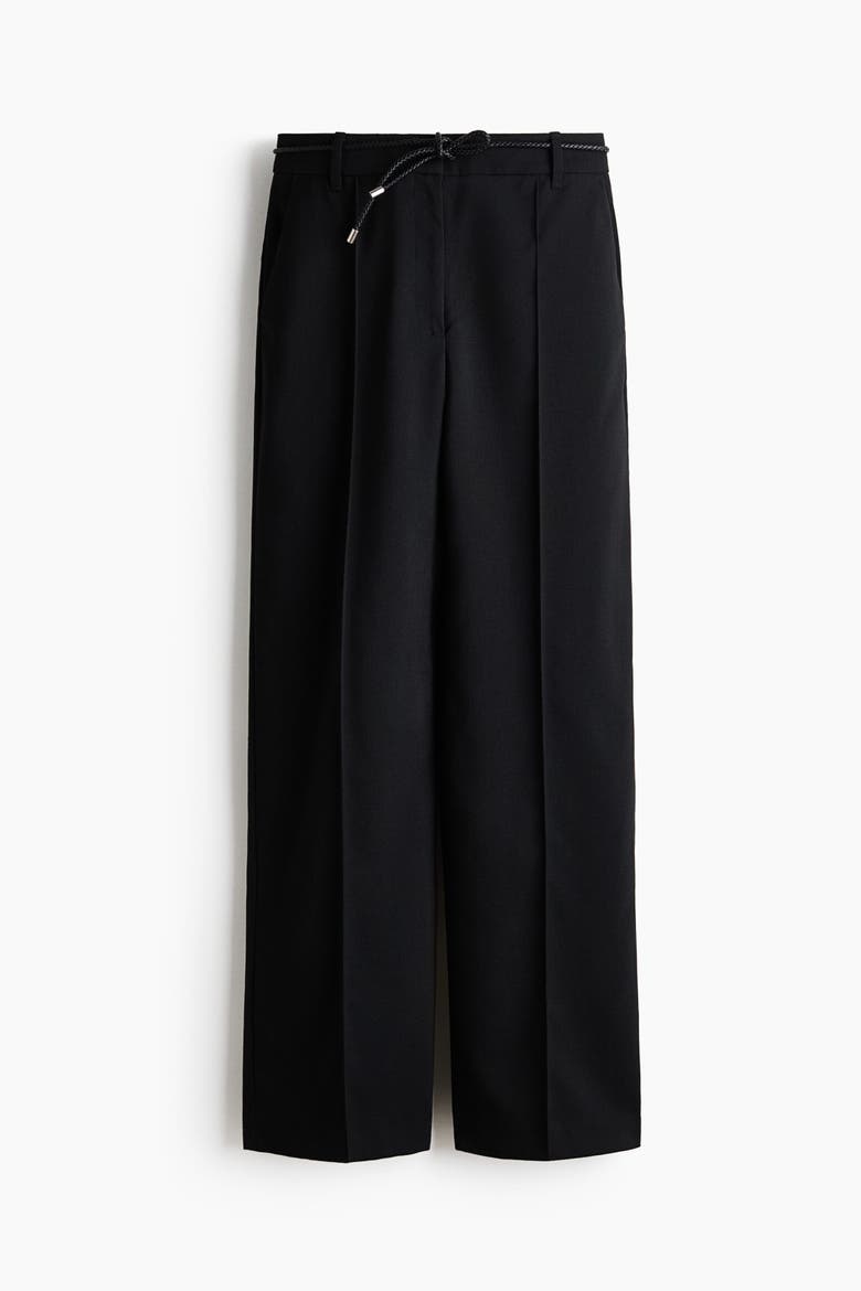 Straight-leg Pants With Belt, Alternate, color, Black