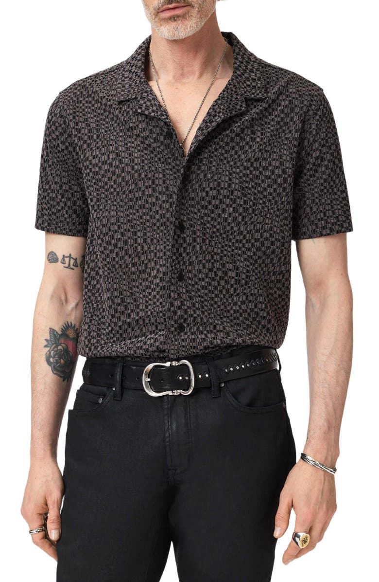 John Varvatos Cillian Camp Shirt, Main, color, Black