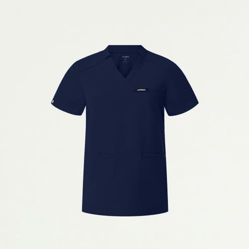 Jaanuu 3-pocket Classic Notched V-neck Scrub Top In Blue