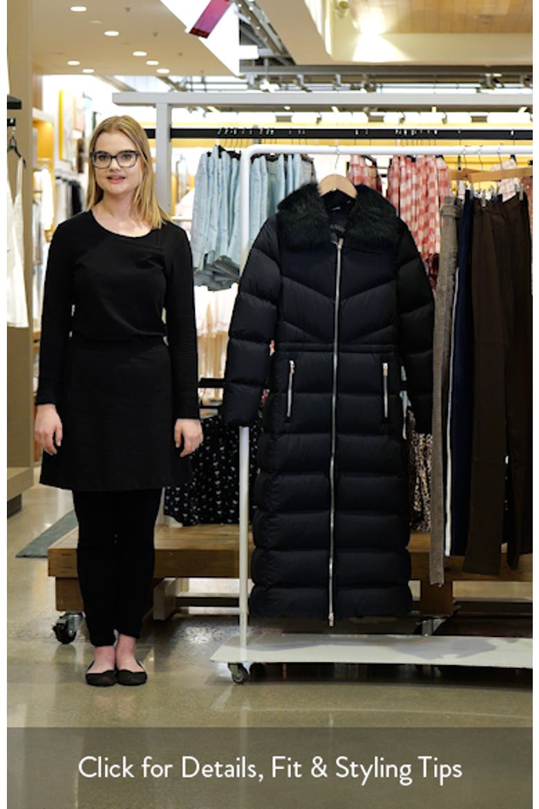 Belle Cote Down Puffer Coat with Genuine Shearling Collar (Women
