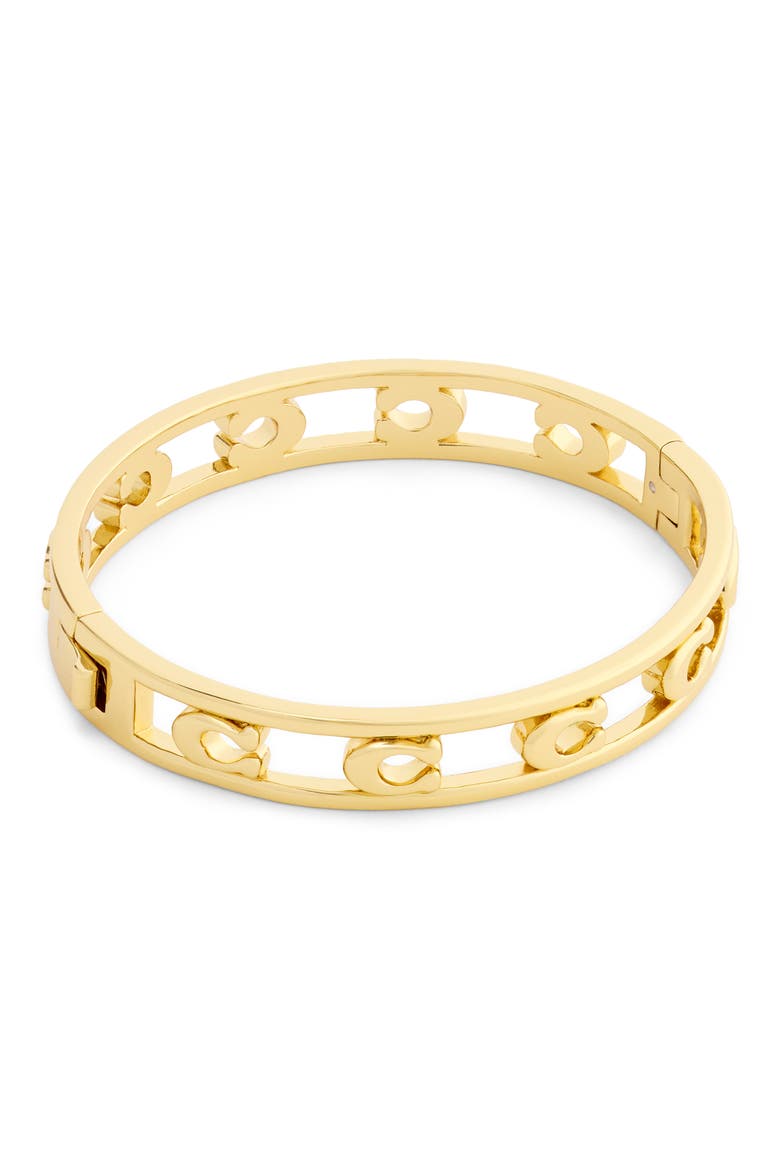 Sculpted C Hinge Bangle, Alternate, color, SHINY GOLD