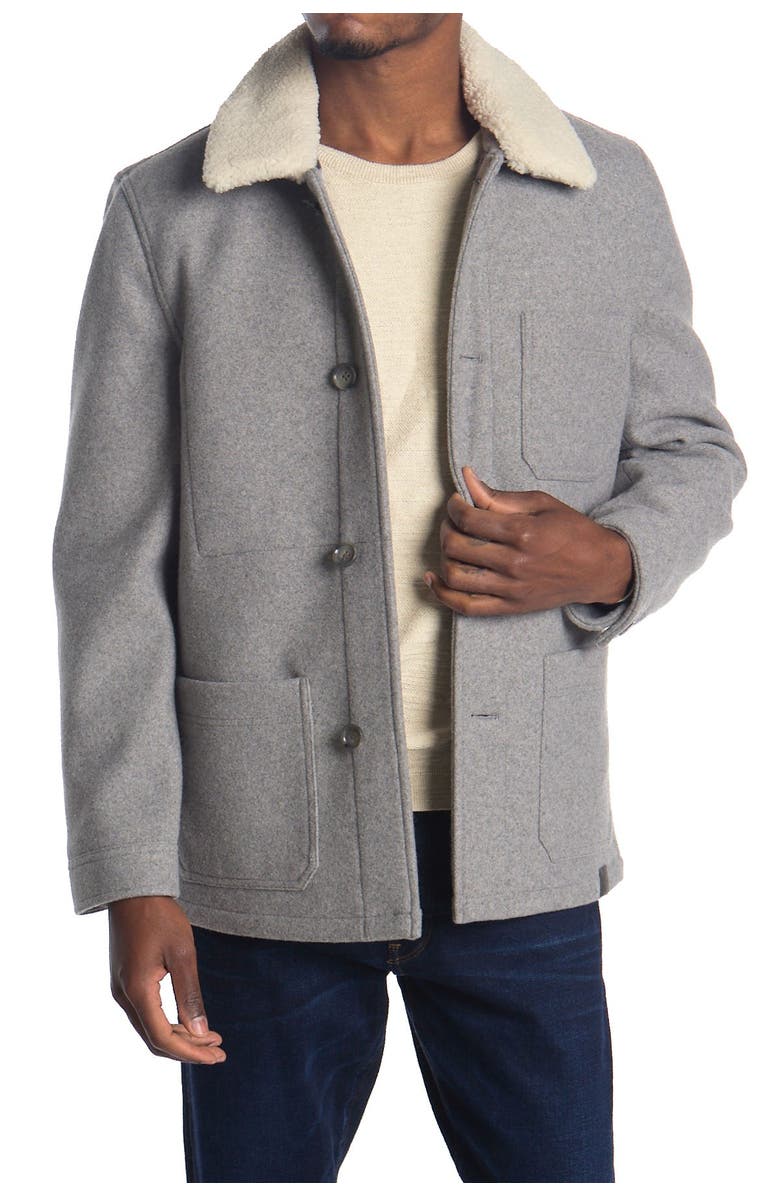 Michael Kors Faux Shearling Collar Button Front Coat, Alternate, color,