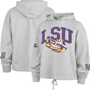 '47 Women's '47 Heather Gray LSU Tigers High Hopes Long Sleeve Cropped Hoodie
