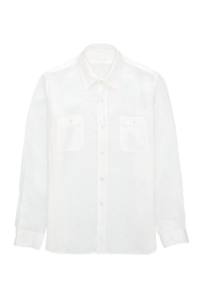 Work Linen Shirt, Main, color, WHITE