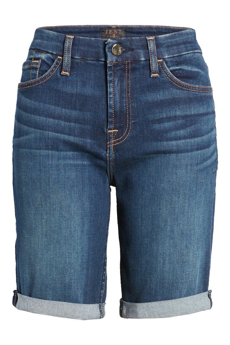 JEN7 High Waist Denim Bermuda Shorts, Alternate, color, PROVIDENCE
