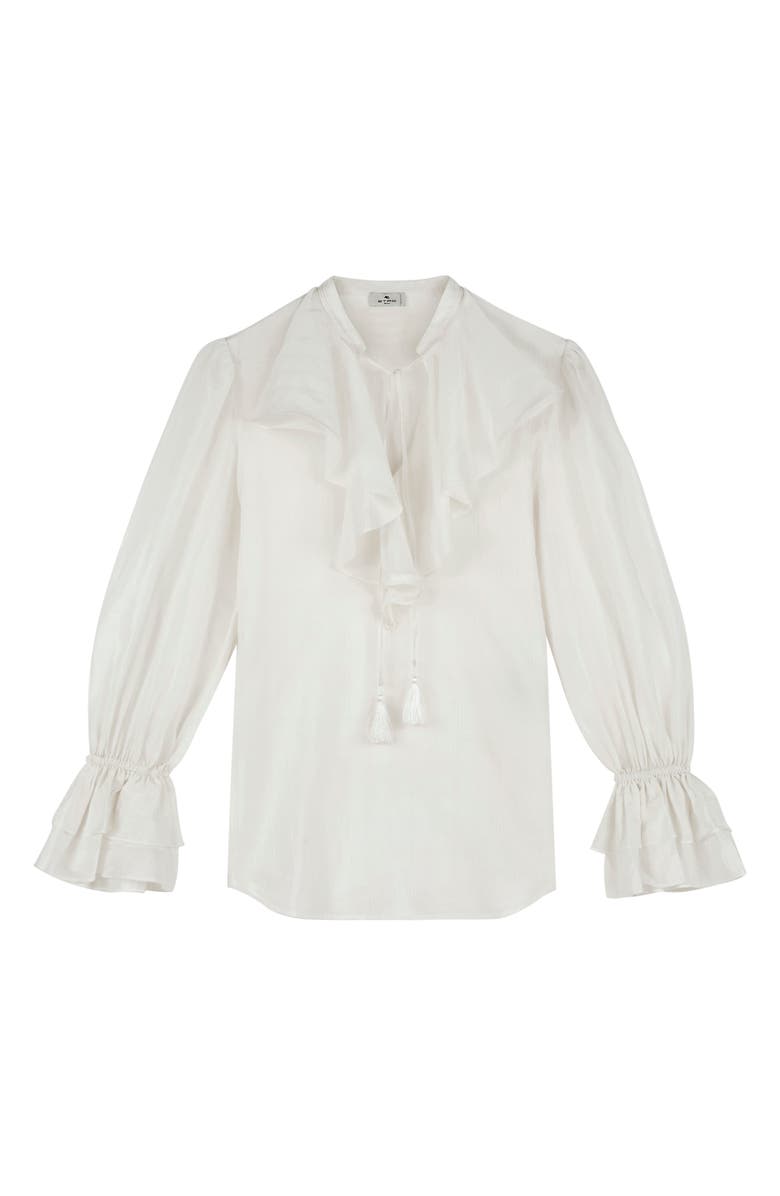 Etro Nashville Ruffle Neck Cotton & Silk Blouse, Alternate, color, 