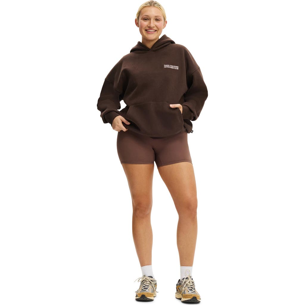 Cotton On Body Active Plush Premium Graphic Hoodie In Brown