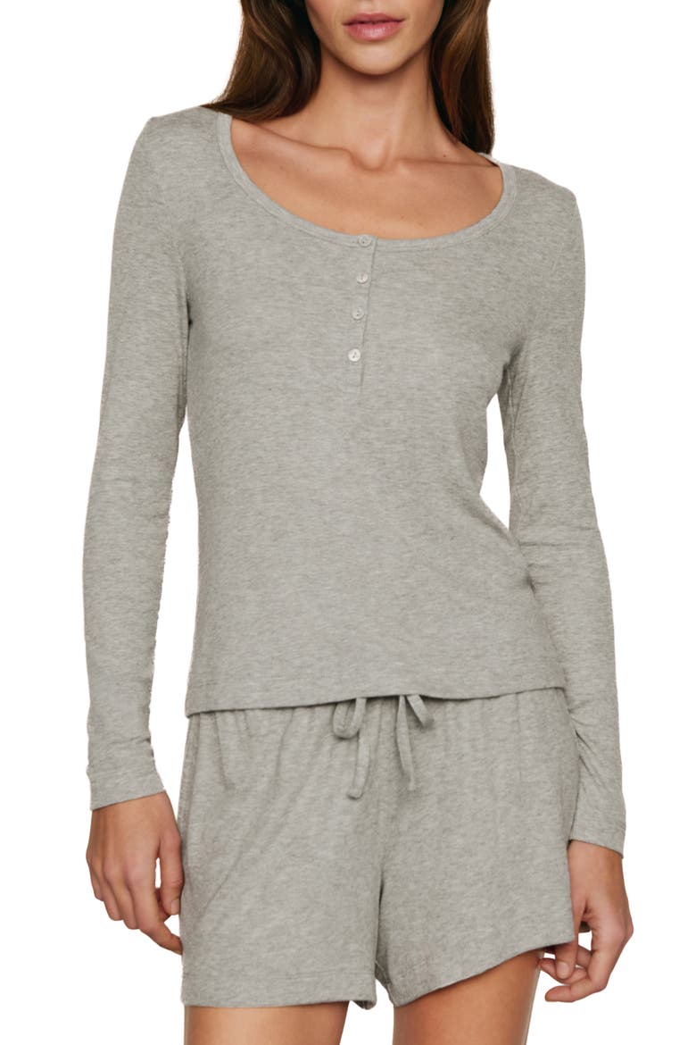 Dream Rib Long Sleeve Pajama Henley, Main, color, DARK HEATHER GREY
