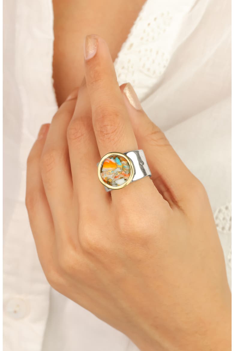 Semiprecious Stone Cabochon Ring, Alternate, color, ORANGE
